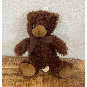 Best Made Toys Plush Brown Teddy Bear Shaggy Beige Bow Stuffed Animal